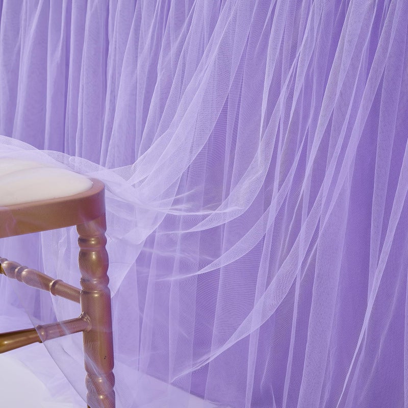 Suppromo 6ft Purple Table Skirt for Baby Shower Girl Tulle Tutu Table Skirt Rectangle Purple Table Cloth for Parties Butterfly Mermaid Birthday Wedding Cake Dessert Desk Skirt Decorations - Image 4